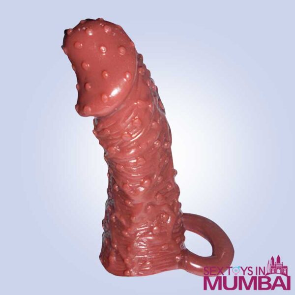 Solid Head Reusable Penis Extension Sleeve Chocolate PES-026